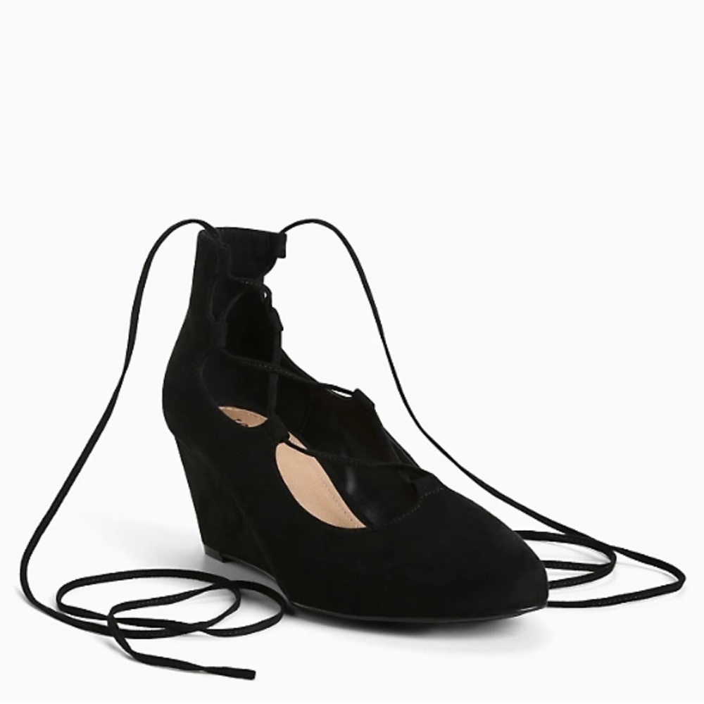 Torrid Black Lace Up Mini Wedge